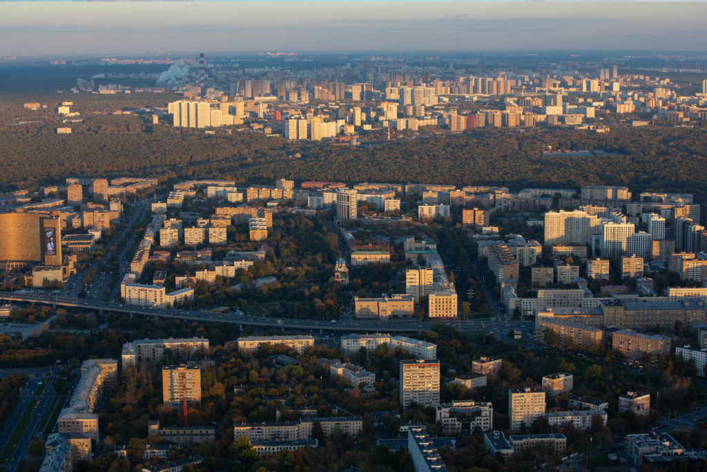 Вид на восток Москвы, который заканчивается в Гольяново